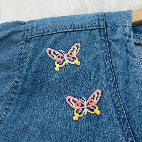 Vintage Y2K Embroidered Butterfly Denim Shirt Size Medium - Picture 7 of 12